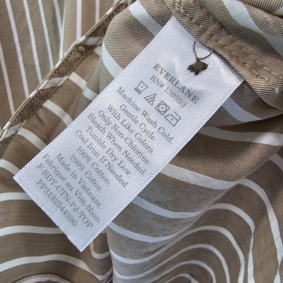 Everlane Shirt Womens Small Brown Button Up Woven Pajama Silky Cotton Cr… - Picture 12 of 13